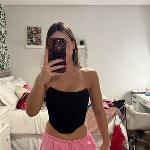 Black Strapless Women's Top